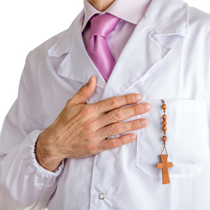 Doctor with a rosary in his pocket.