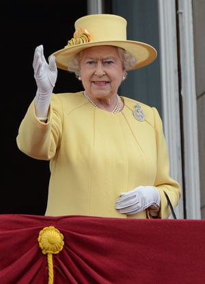 Queen Elizabeth II waves to the crowd