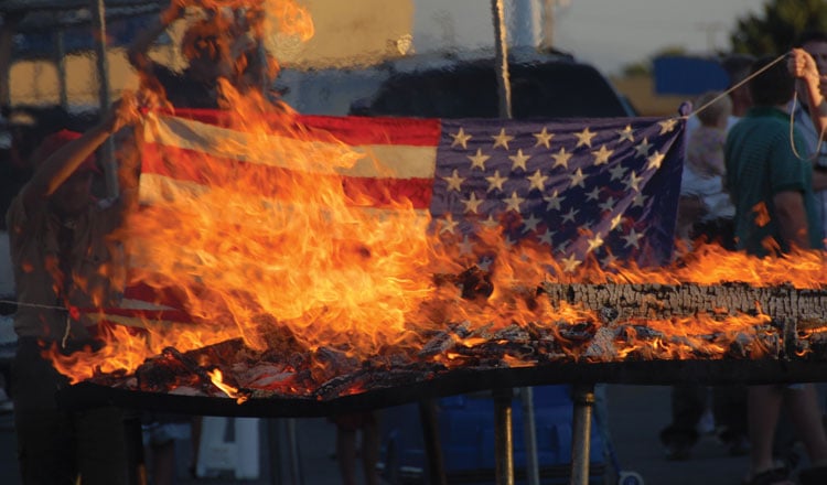 American Flag burning
