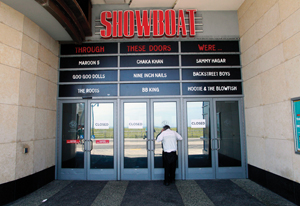 Man at the doors of The Showboat casino