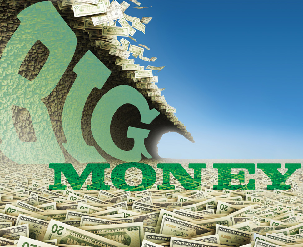 Money bills in wave image