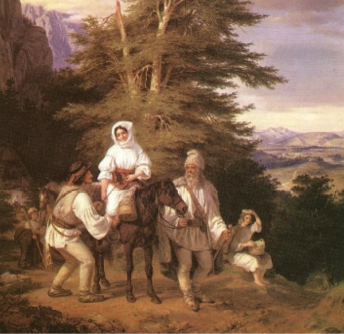 Image of painting, Romanian Family Going to the Fair by Miklós Barabás