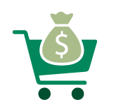 Shopping cart with money bag