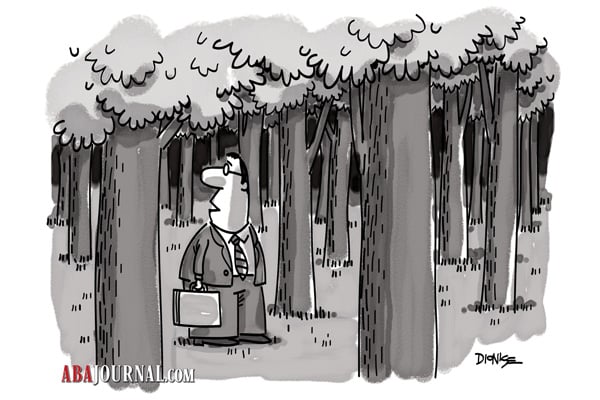 Lawyer in woods
