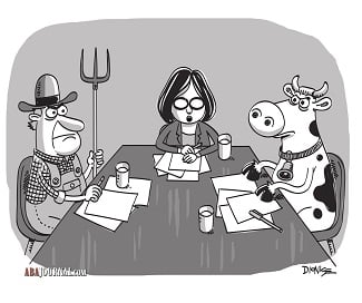 Farmer and cow in mediation
