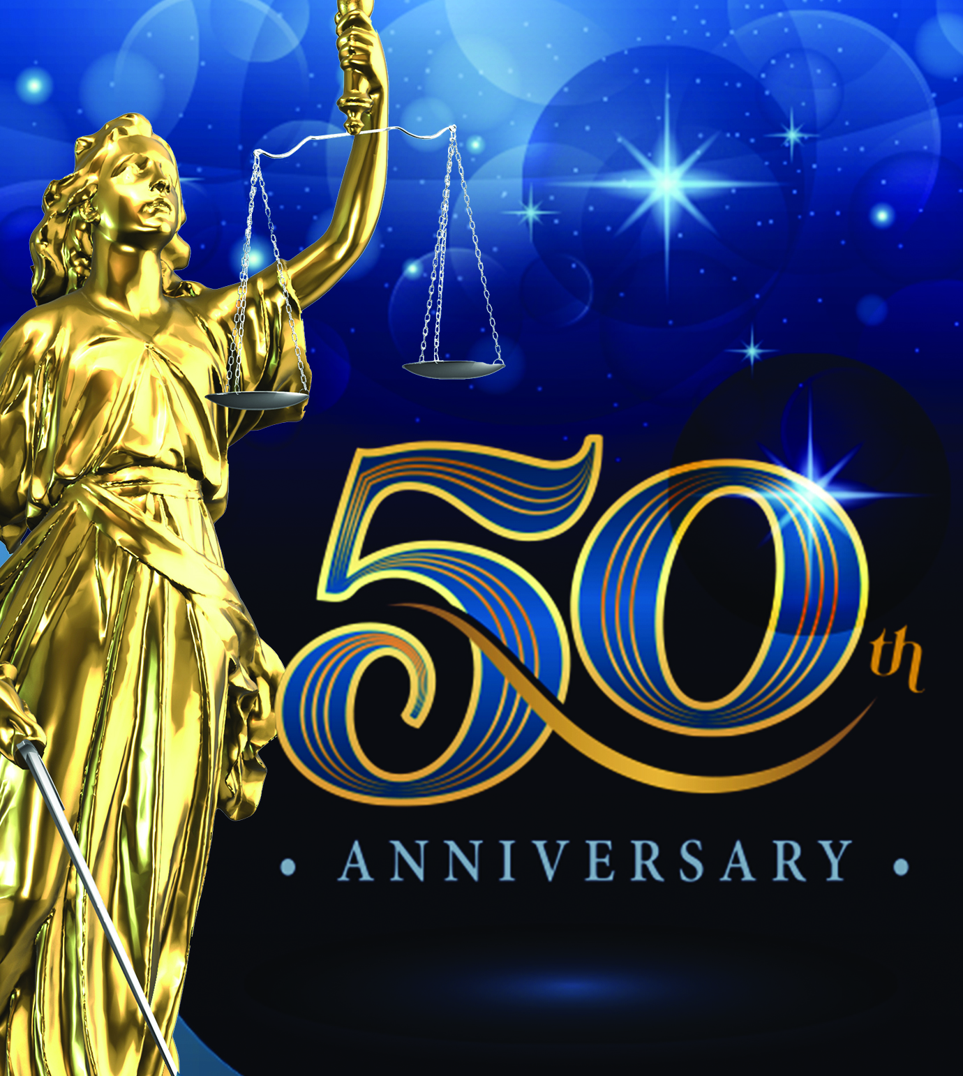 Lady Justice 50th anniversary logo