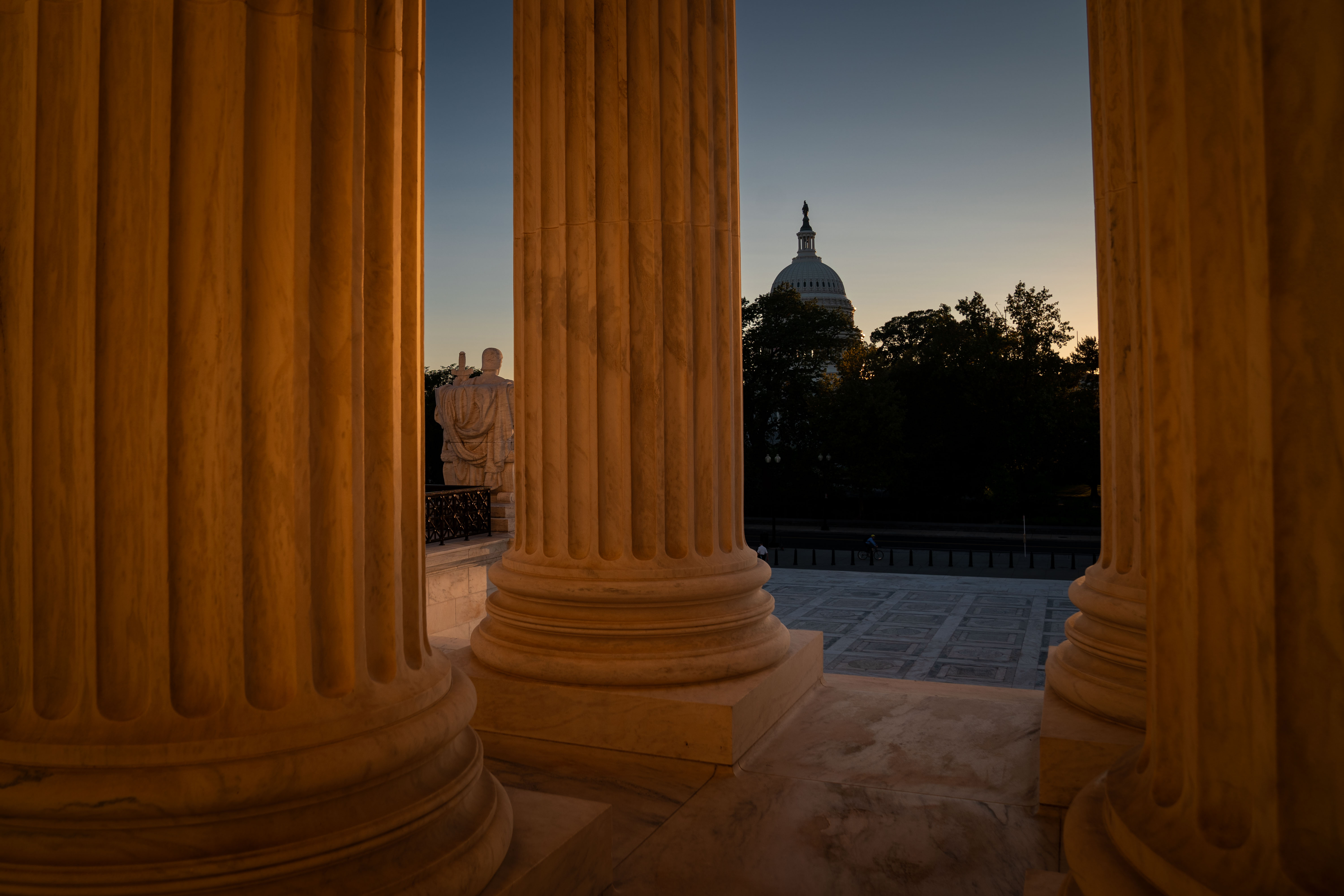 View of the U.S. Capitol from the Supreme Court.
