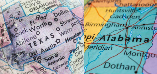 Texas Alabama maps