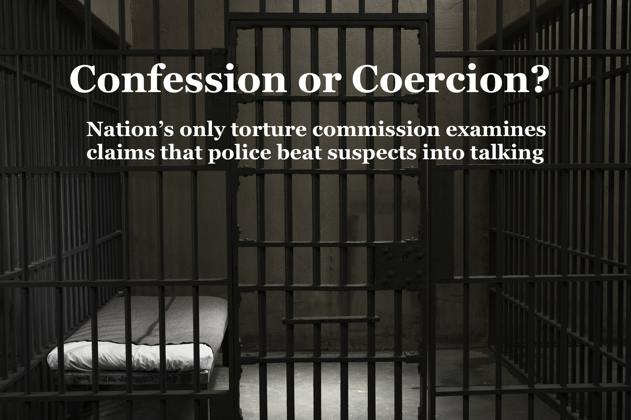 Prison cell and headline