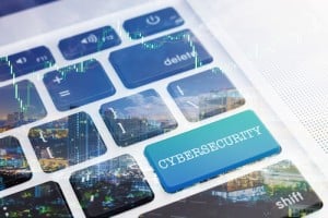 cybersecurity words on keyboard