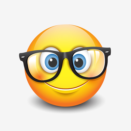 emoji face wearing glasses.