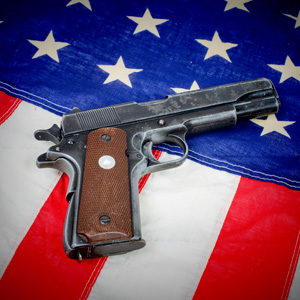 Gun and American flag