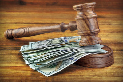 gavel and money for bail
