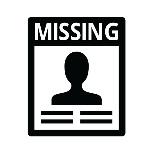 Missing poster with a black silhouette