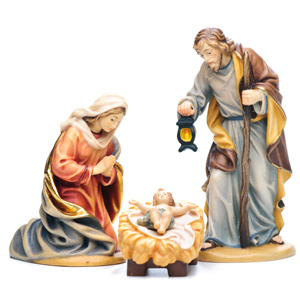 Nativity scene with Joseph, Mary and infant Jesus