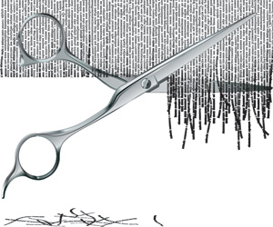 Scissors cutting words