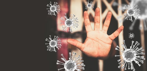 coronavirus concept with hand