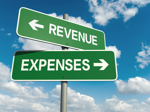 revenue and expenses road signs
