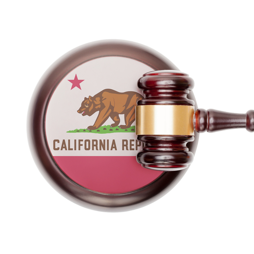 California state seal and gavel