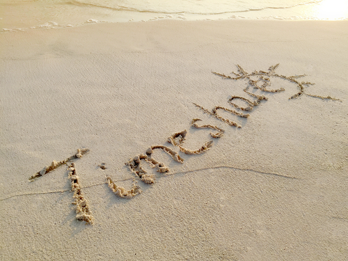 timeshare words on sand