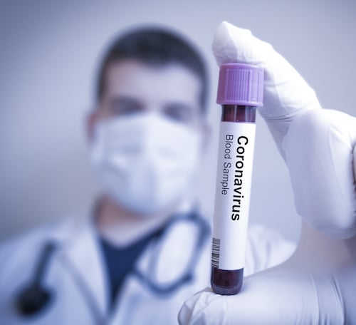 coronavirus blood sample test concept