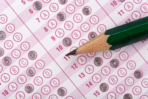 standardized test sheet and a pencil