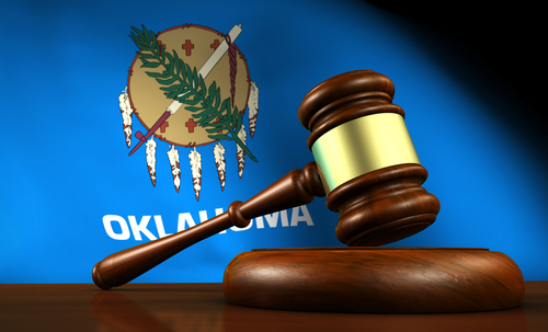 Oklahoma flag and gavel