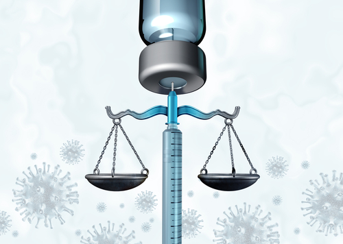 vaccine and scales of justice