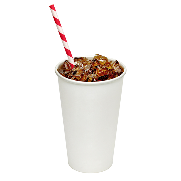 soda in an unmarked cup with a straw