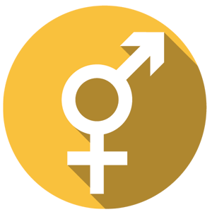 Transgender symbol on a yellow background