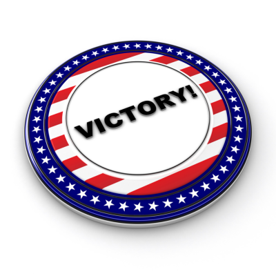 Election victory badge